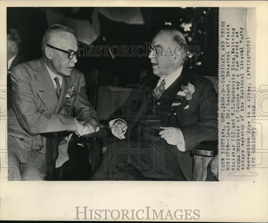 1948 Wire Photo Candidate & Prime Minister Louis St. Laurent and Minister King - Historic Images