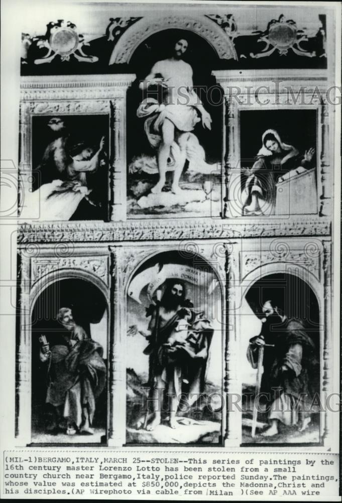 1973 Wire Photo Series of Paintings stolen in a small county church in Bergamo - Historic Images