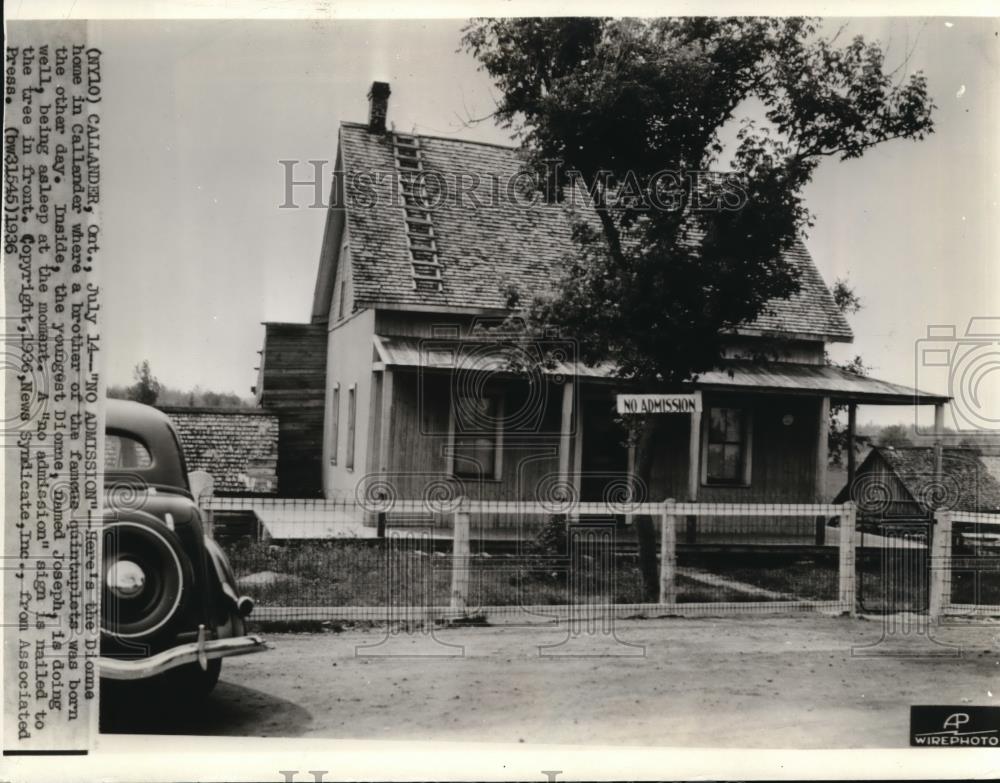 1936 Wire Photo Here&#39;s the Dionne home in Callander where a brother of the - Historic Images