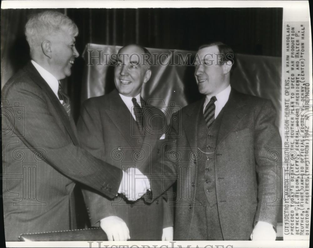 1942 Wire Photo C.E.Nelson, Walter Reuther and George Denny - cvw04904 - Historic Images