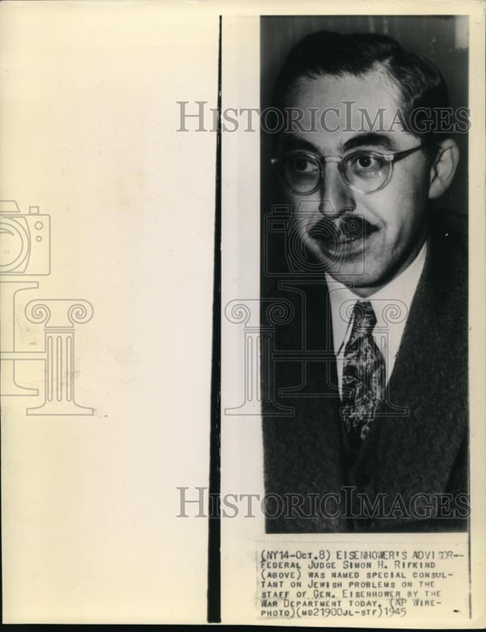 1945 Wire Photo Federal Judge Rifkind as Gen. Eisenhower's Advisor - cvw05323 - Historic Images