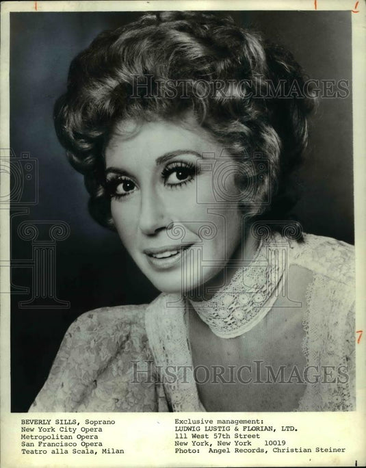1976 Press Photo Beverly Sills Operatic Soprano Metropolitan Opera Singer - Historic Images