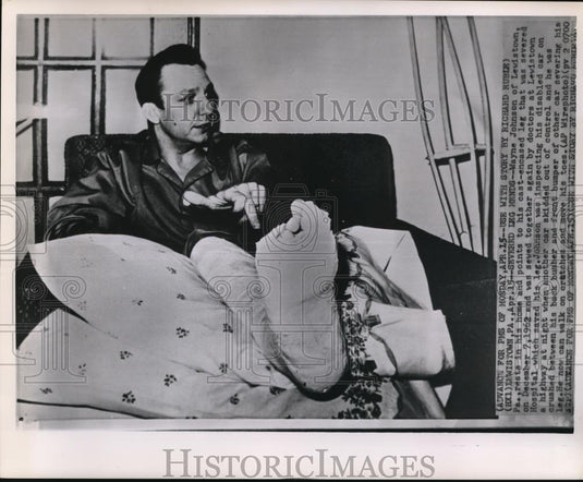 1963 Wire Photo Wayne Johnson's severed leg mends - cvw03684 - Historic Images