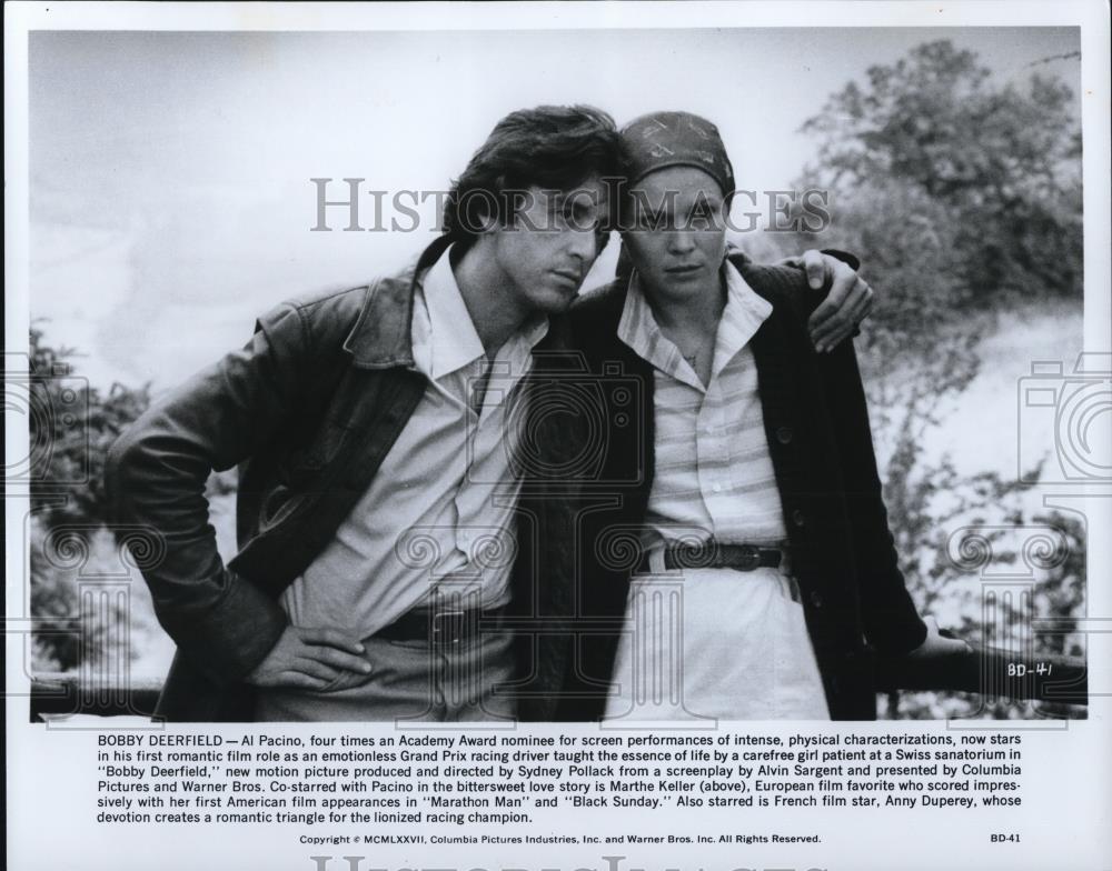 1977 Press Photo Al Pacino and Marthe Keller star in Bobby Deerfield - cvp32205 - Historic Images
