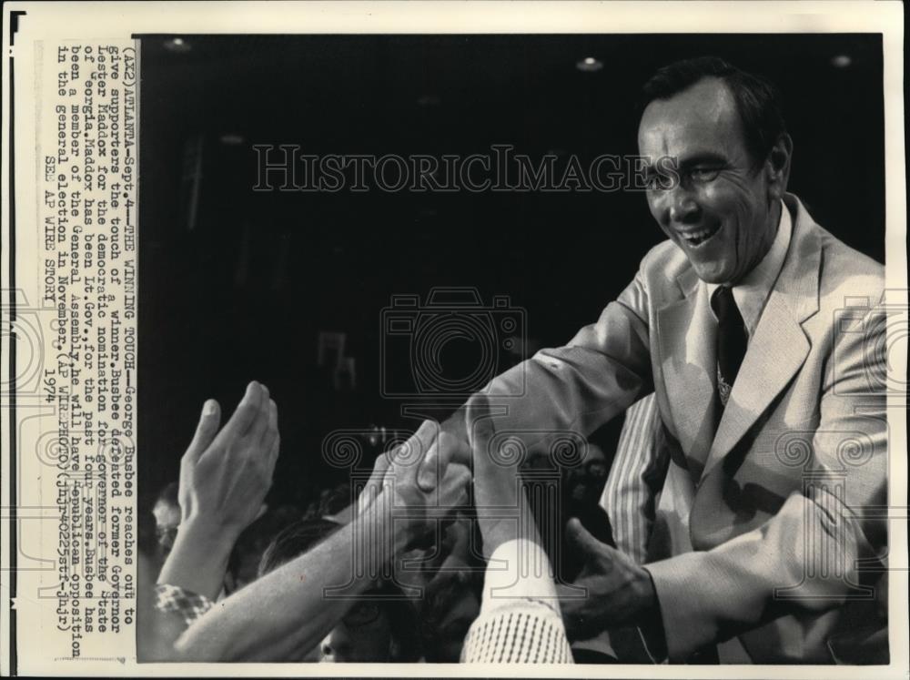 1974 Wire Photo George Busbee wins as governor of the State of Georgia - Historic Images