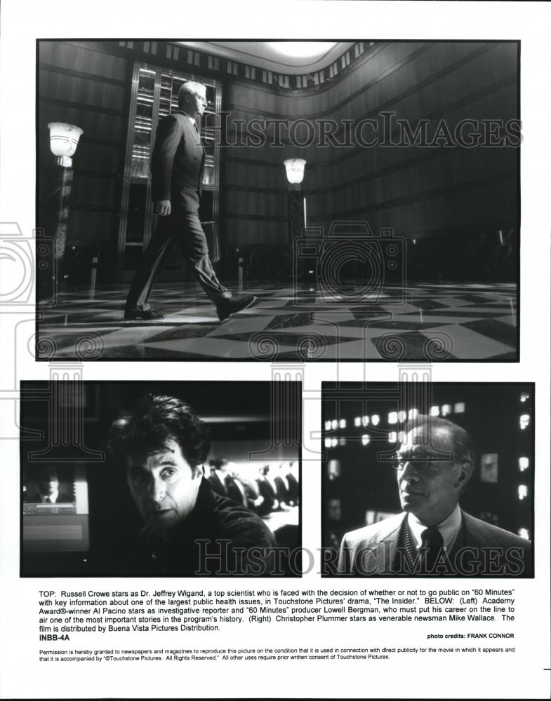 Undated Press Photo Russell Crowe Al Pacino and Christopher Plummer in Insider - Historic Images