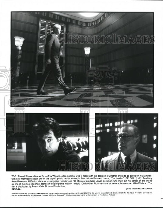 Undated Press Photo Russell Crowe Al Pacino and Christopher Plummer in Insider - Historic Images