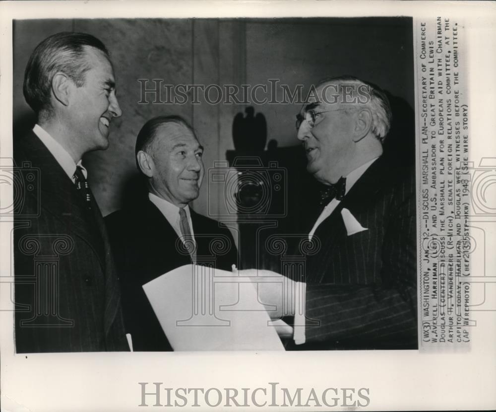 1948 Wire Photo Secretary of Commerce W.Averell Harriman and U.S Ambassador - Historic Images