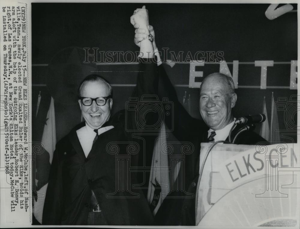 1968 Wire Photo Elected Grand Ruler of Elks Edward McCabe &amp; Robert Boney - Historic Images
