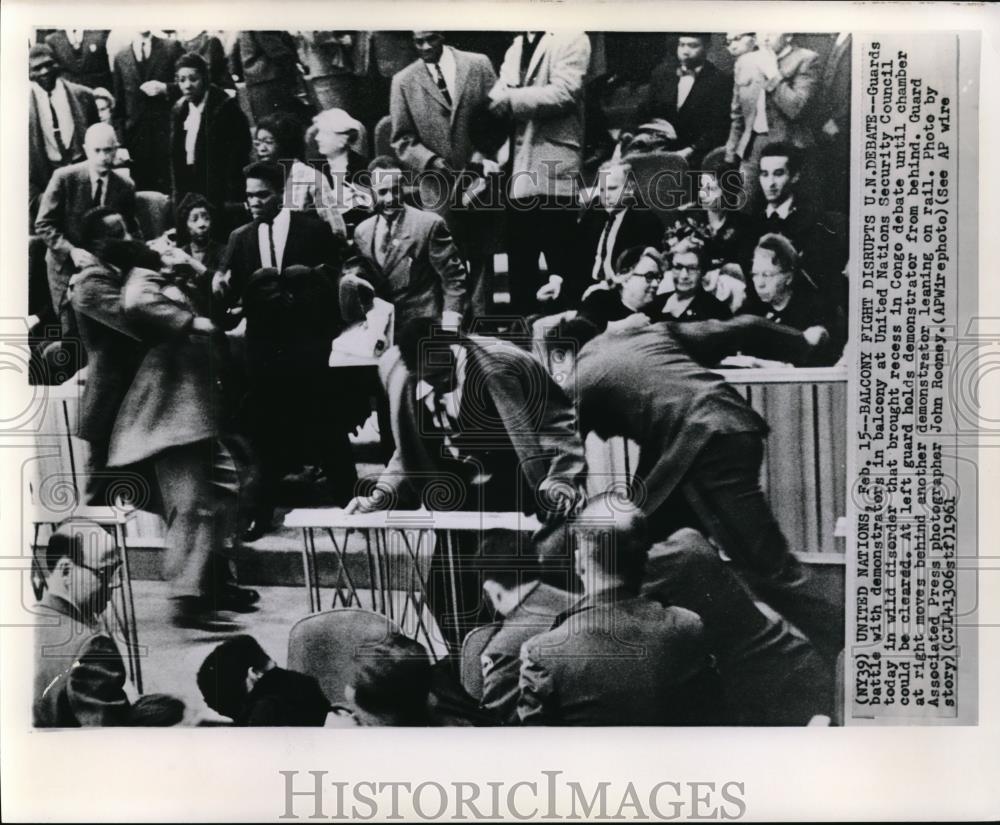 1961 Wire Photo The Guards battle with Demonstrators Brought Recess in Congres - Historic Images