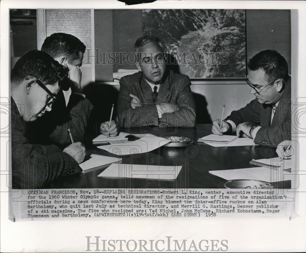 1958 Wire Photo Robert L. King explains resignations - cvw03914 - Historic Images