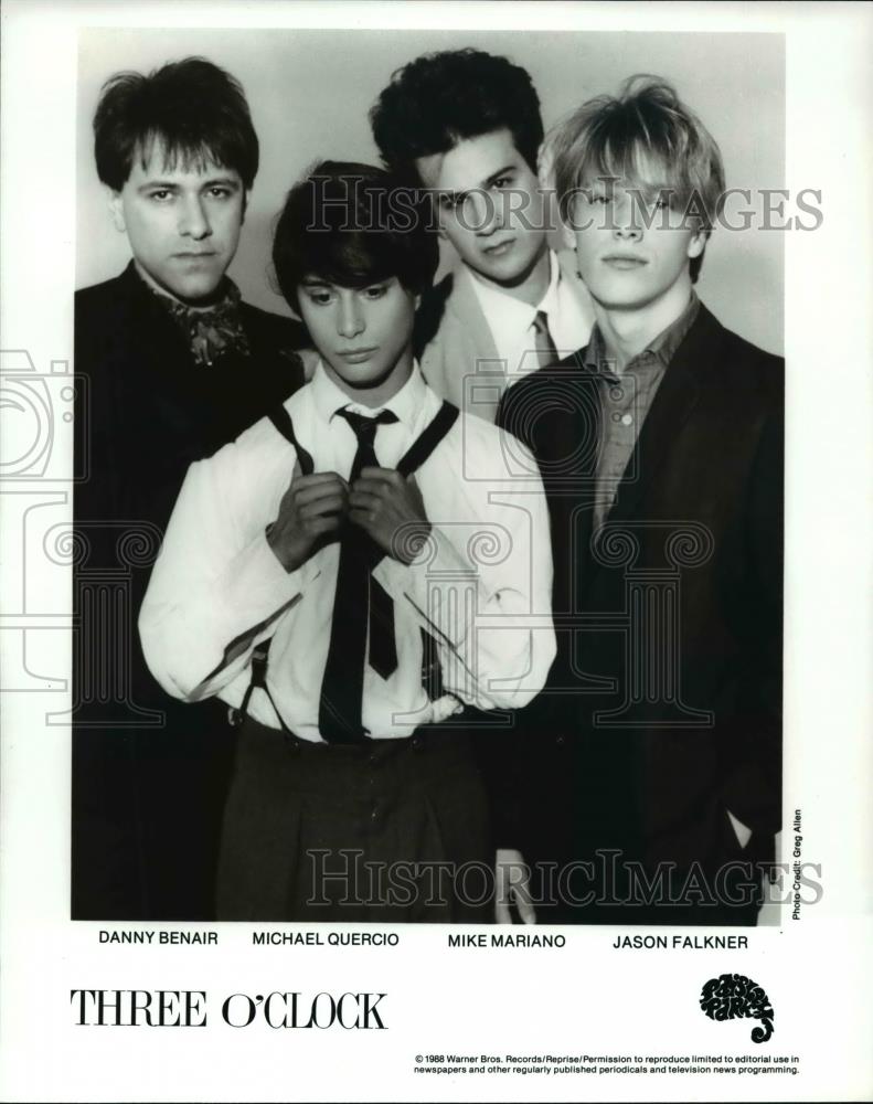 1988 Press Photo Danny Benair, Michael Quercio and Mike Mariano in Three O'Clock - Historic Images