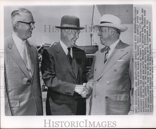 1955 Wire Photo President Eisenhower with Wilber M. Brucker - cvw00061 - Historic Images