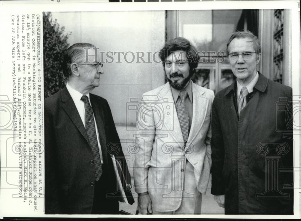 1974 Wire Photo Tape experts, Franklin Cooper, Mark Weiss and Richard Bolt - Historic Images