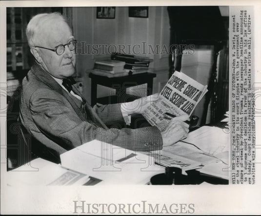 1952 Wire Photo John Davis counsel of the steel industry in its court - Historic Images