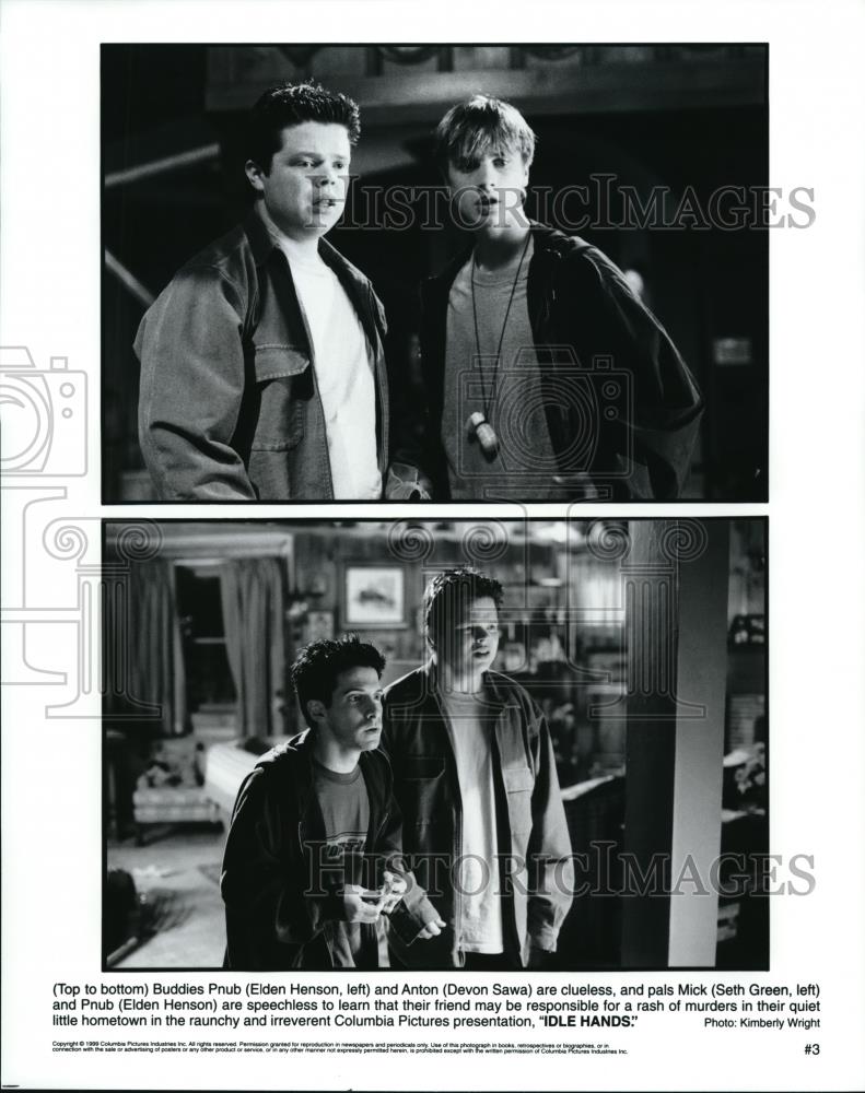 1999 Press Photo Elden Henson and Devon Sawa star in Idle Hands movie film - Historic Images