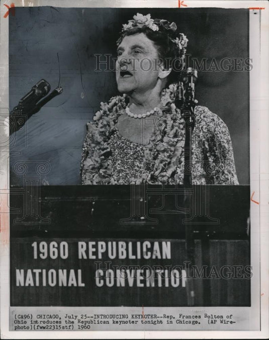 1960 Wire Photo Rep. Frances Bolton of Ohio, introduces the Republican - Historic Images
