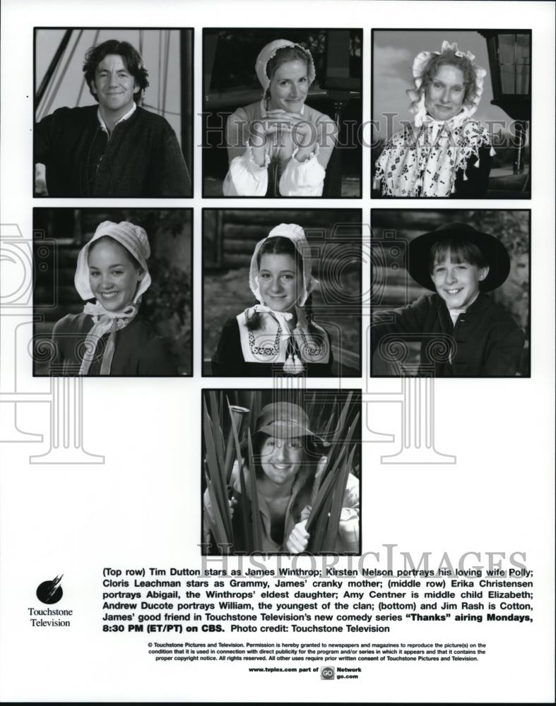 1999 Press Photo Tim Dutton, Kirsten Nelson, Cloris Leachman &amp; Cast of Thanks - Historic Images