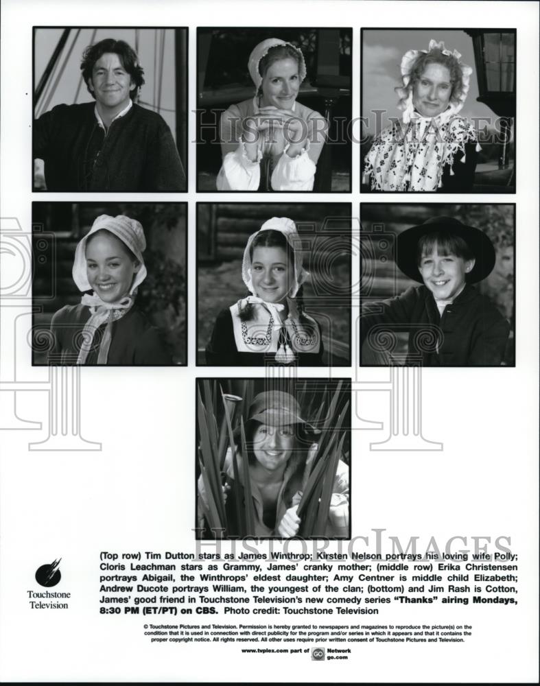 1999 Press Photo Tim Dutton, Kirsten Nelson, Cloris Leachman & Cast of Thanks - Historic Images
