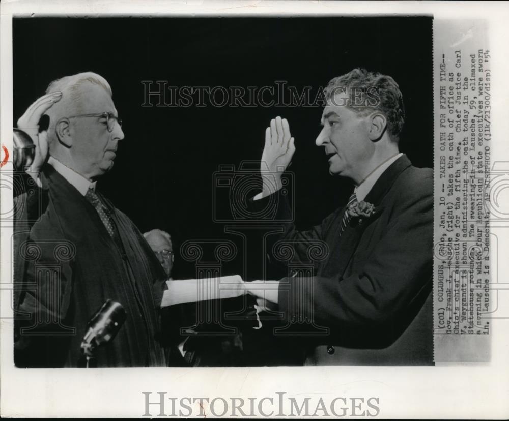 1955 Wire Photo Gov. Frank Lausche with Chief Justice Carl Weygandt - cvw05601 - Historic Images