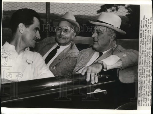 1938 Wire Photo Pres Roosevelt & Sen James Pope attend softball game - cvw04542 - Historic Images
