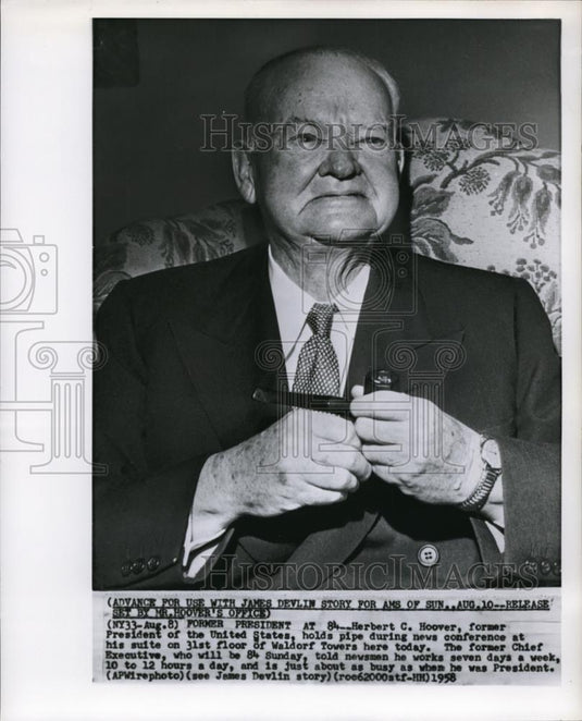 1958 Wire Photo Former President at 84 in Waldorf Towers - cvw02799 - Historic Images