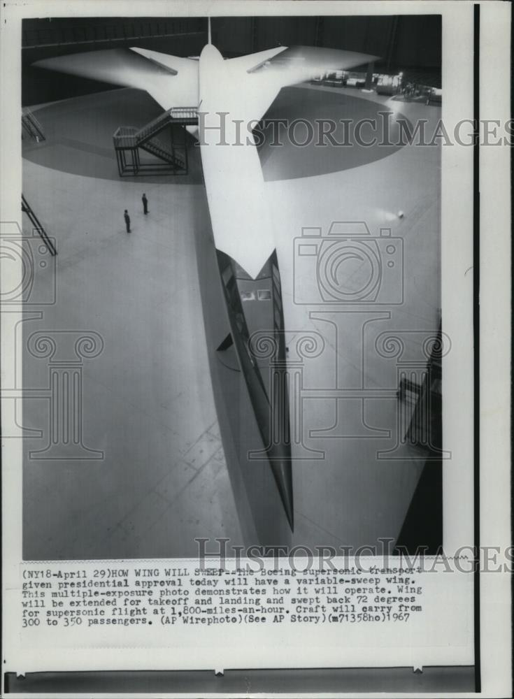 1967 Wire Photo Boeing supersonic transport given presidential approval - Historic Images