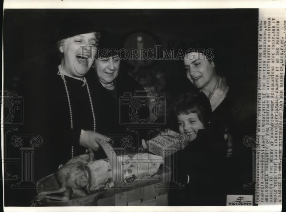 1937 Wire Photo Filling in for Mrs. Franklin D. Roosevelt, Lady Lindsay wife of - Historic Images