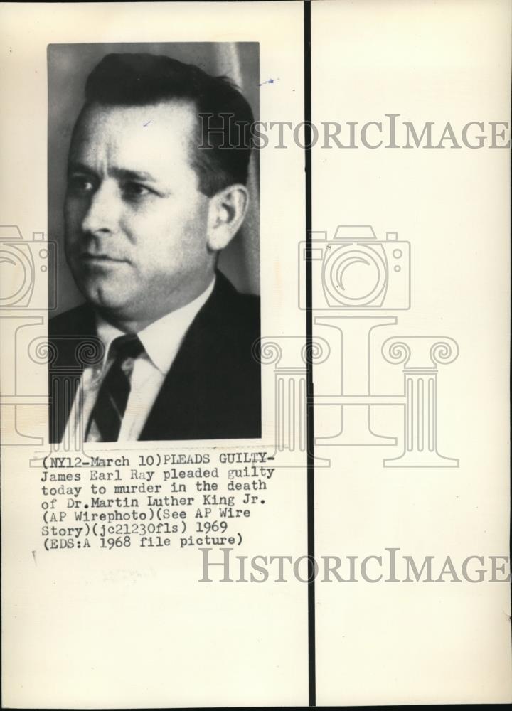 1969 Wire Photo James Earl Ray, pleaded guilty to the murder of Dr. King - Historic Images