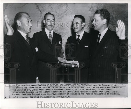 1947 Wire Photo The new Ambassador to Great Britain, Lewis Douglas - cvw00929 - Historic Images