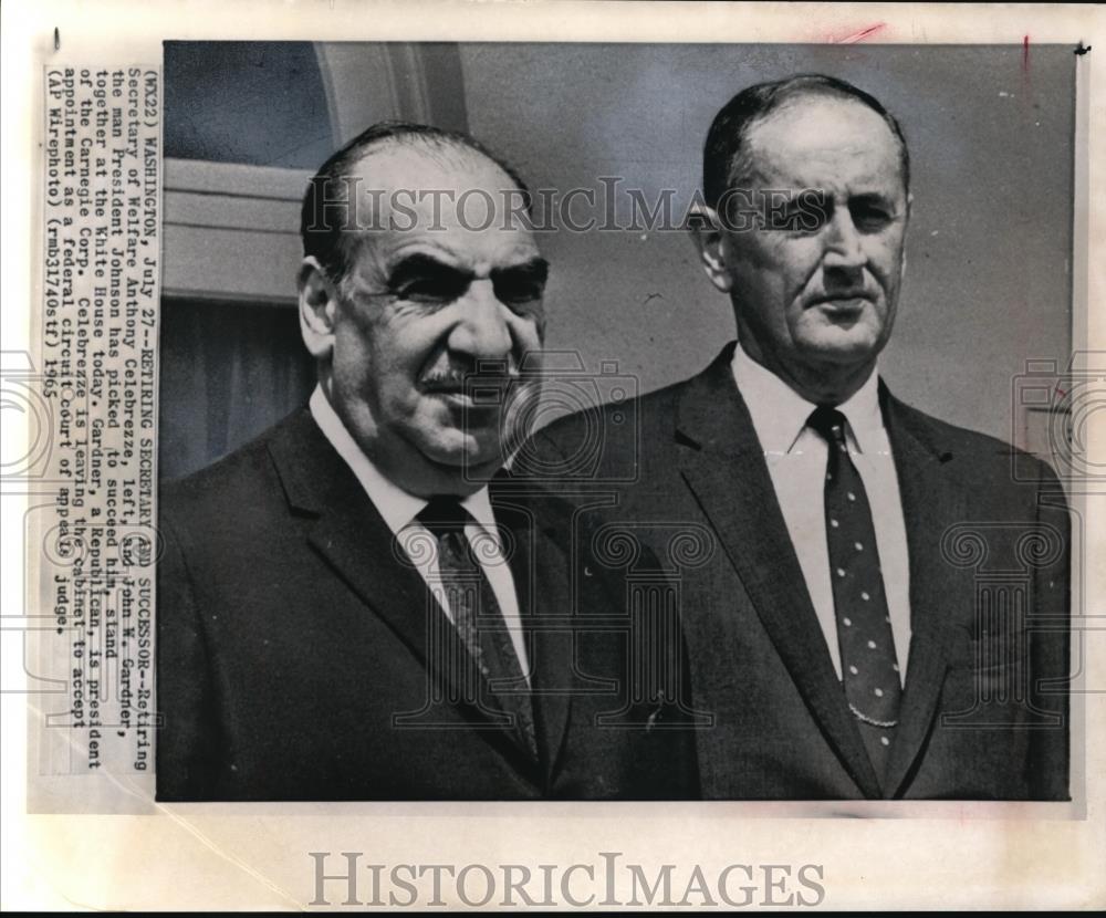 1965 Wire Photo The Retiring secretary, Celebrezze and the Successor, Gardner - Historic Images