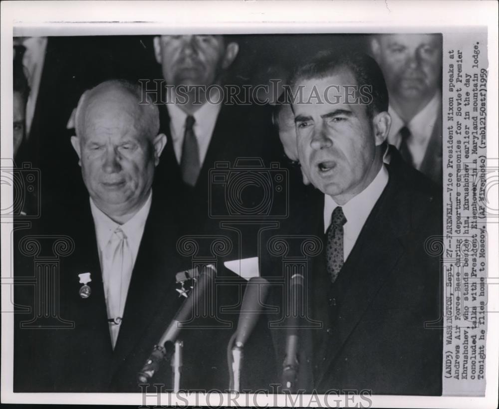 1959 Wire Photo Vice Pres. Nixon and Soviet Premier Nikita Khurshchev. - Historic Images
