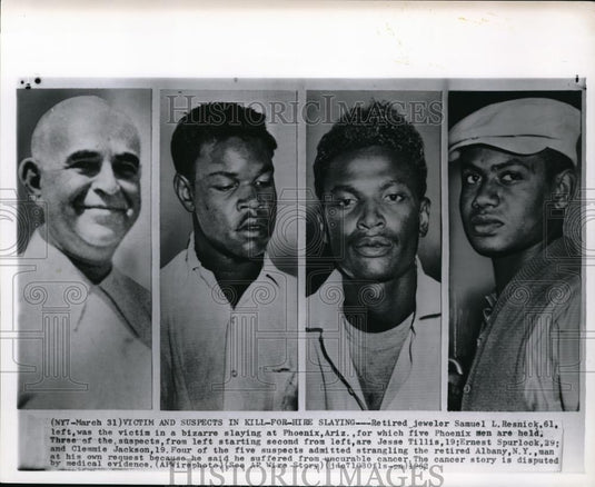 1962 Wire Photo Retired jeweler Samuel Resnick was slain  by the three suspects - Historic Images