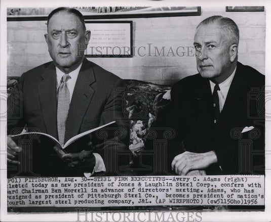 1956 Wire Photo Avery C. Adams elected today as president of Jones and - Historic Images