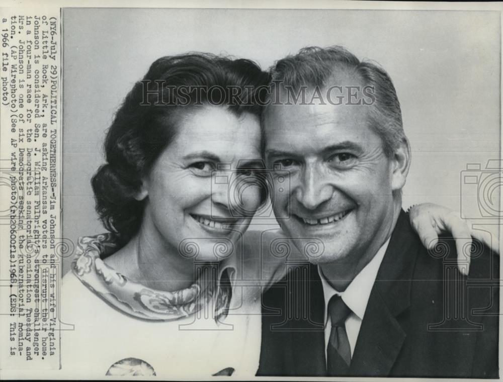 1968 Wire Photo Jim Johnson and his wife, Virginia of Little Rock, Arkansas - Historic Images