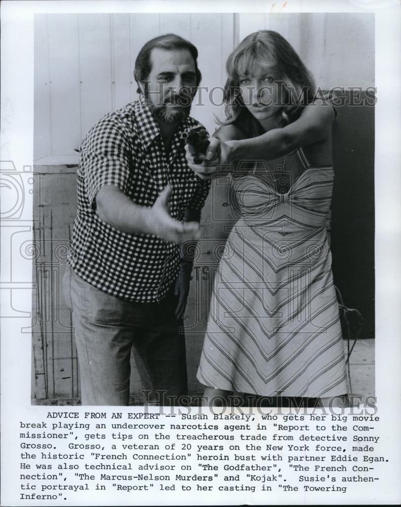 1975 Wire Photo Susan Blakely in Report to the Commissioner with Sonny Grosso - Historic Images