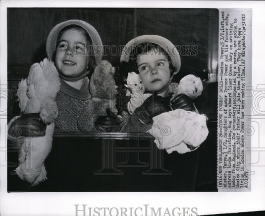 1957 Wire Photo Romina Power and sister Taryn, Tyron Power daughters - cvw04604 - Historic Images