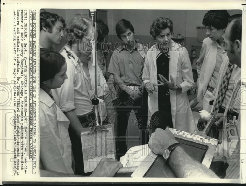 1973 Wire Photo Dr Rowine Brown, new director of Cook County Hospital, Chicago - Historic Images