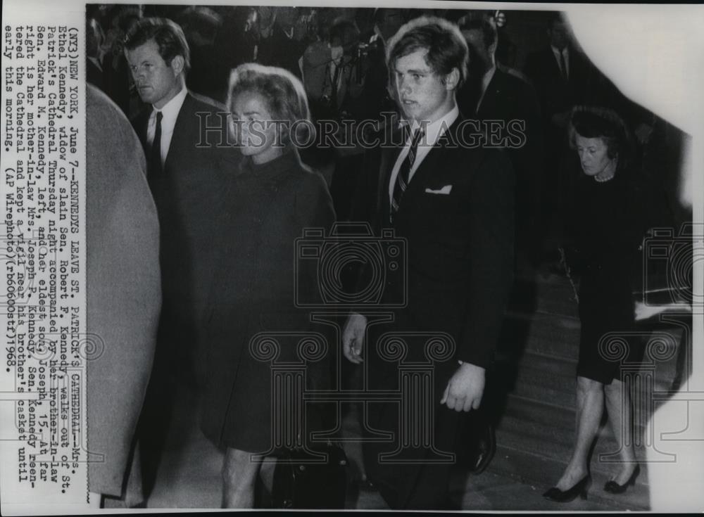 1967 Wire Photo Mrs. Ethel Kennedy widow of Sen. Robert Kennedy at St.Patrick&#39;s - Historic Images