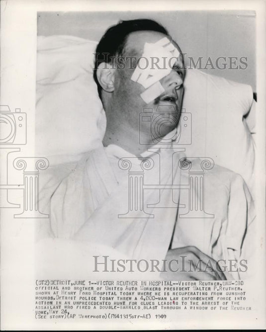 1949 Wire Photo Victor Rether, CIO official treated in Henry Ford Hospital - Historic Images