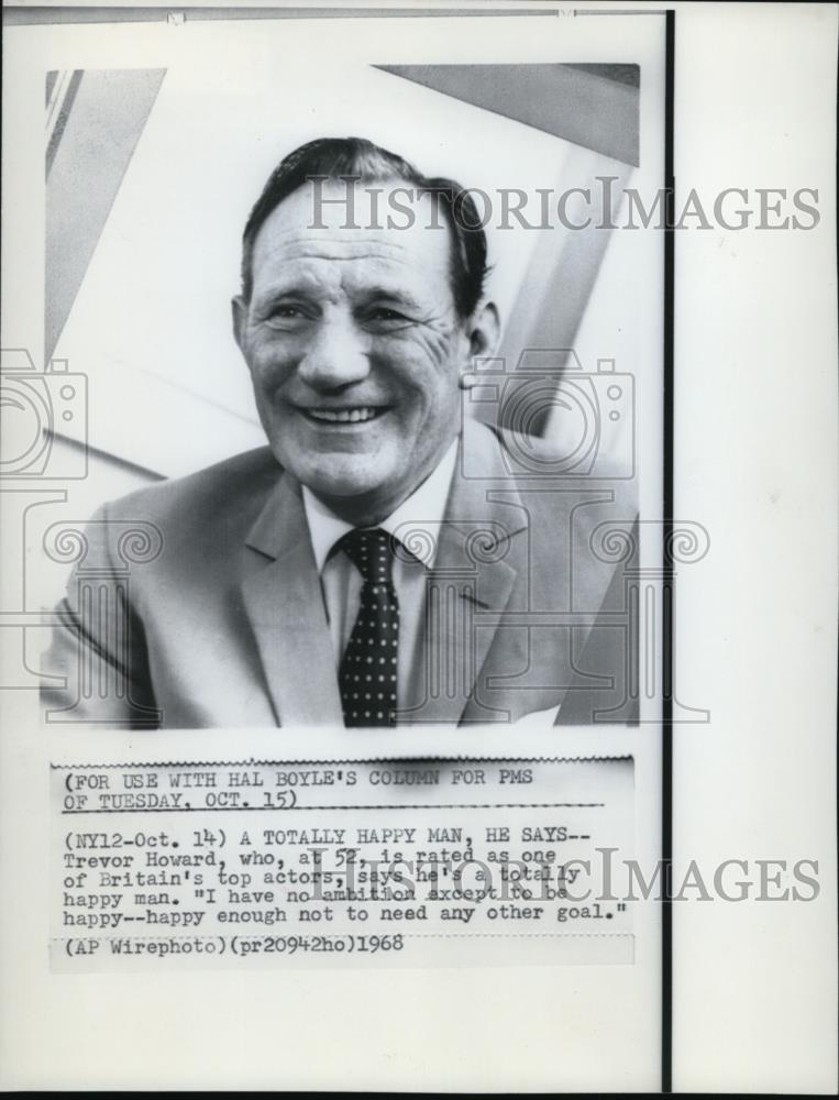 1968 Wire Photo Trevor Howard rated as one of Britain's top actors - cvw02808 - Historic Images