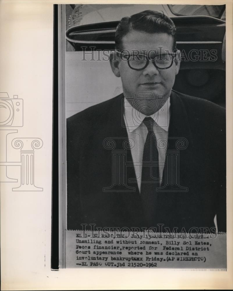 1962 Wire Photo Financier Billy Sol Estes reported for Federal District Court - Historic Images