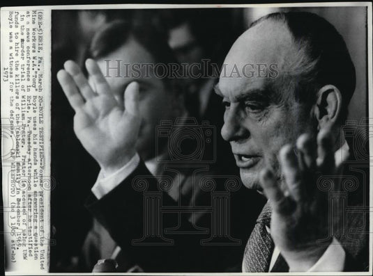 1973 Wire Photo Former Pres. of the Unite Mine Workers W.A. "Tony" Boyle - Historic Images