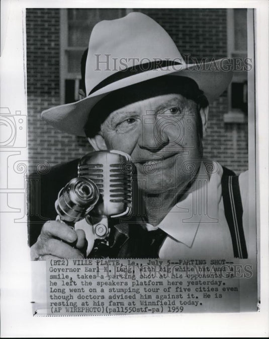 1959 Wire Photo Gov Earl Long takes parting shot at his opponents - cvw03395 - Historic Images