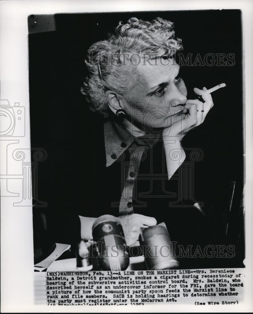 1952 Wire Photo Mrs. Bereniece Baldwin, a Detroit grandmother - cvw00570 - Historic Images