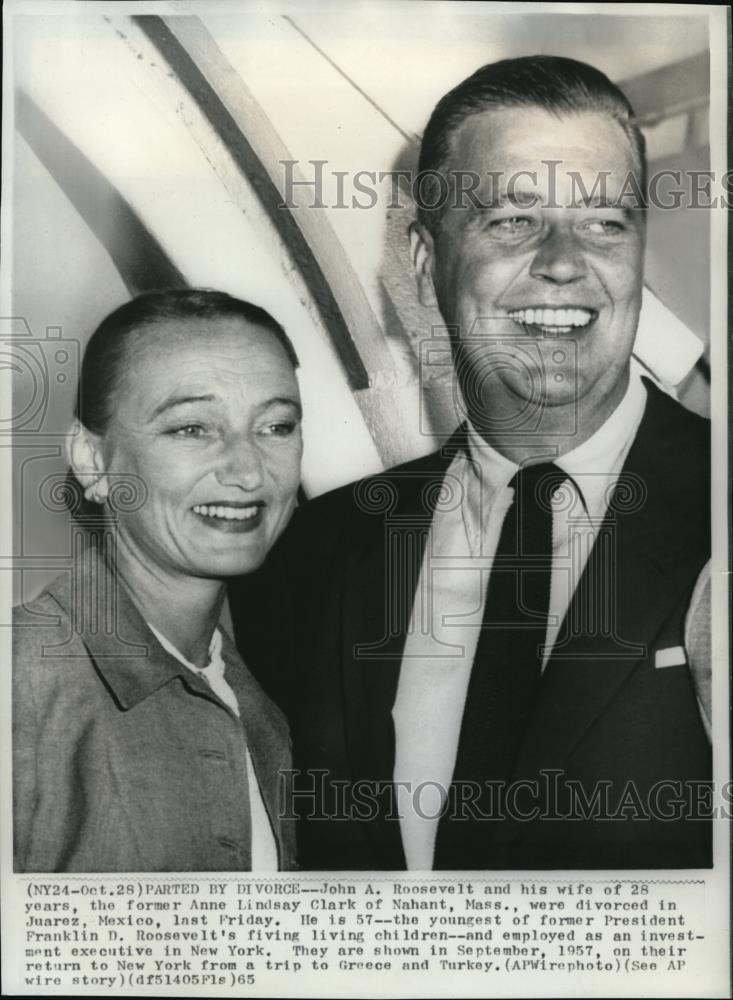 1965 Wire Photo John A. Roosevelt and Anne Lindsay Clark were Divorced - Historic Images