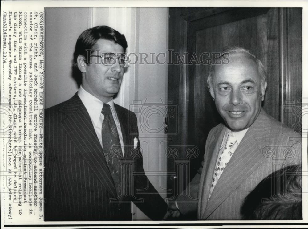 1974 Wire Photo White House Attys James St Clair &amp; Jack MacCahill - cvw05616 - Historic Images