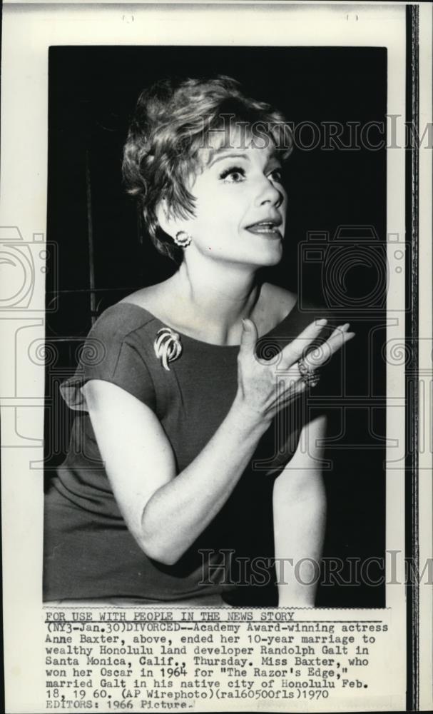 1970 Wire Photo Academy Award winning actress, Anna Baxter - cvw02084 - Historic Images