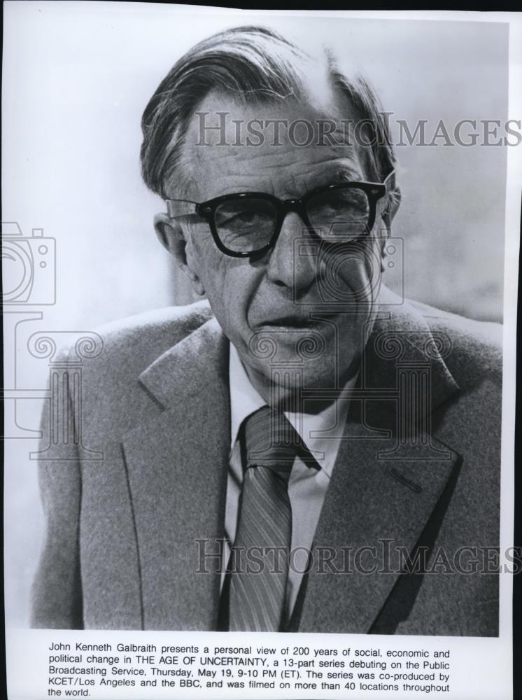 1977 Press Photo John Kenneth Galbraith in The Age of Uncertainty - cvp34144 - Historic Images