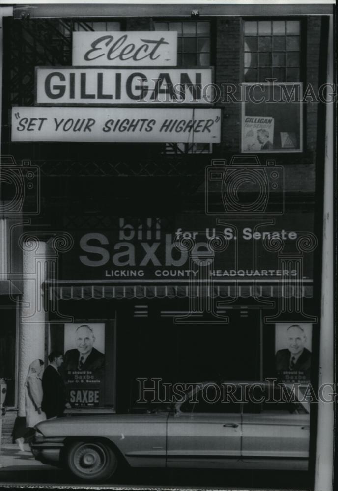 1968 Wire Photo U.S. Senatorial candidate John Gilligan&#39;s campaign ads - Historic Images